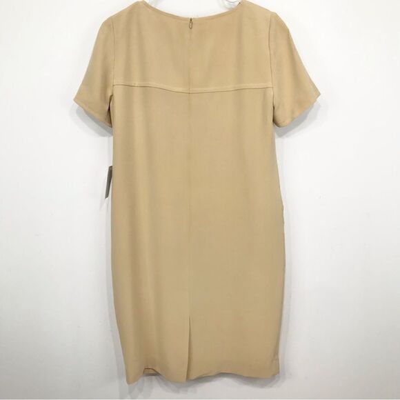 Jones New York Creamy Tan 100% Silk Minimalist Neutral Shift Dress NEW - Picture 6 of 14